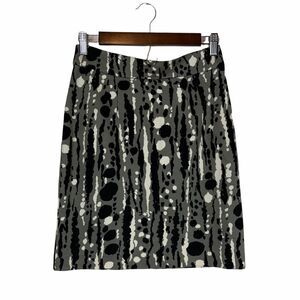 Trina Turk Black White Gray Paint Splatter Bodycon Bandage Mini Skirt Medium